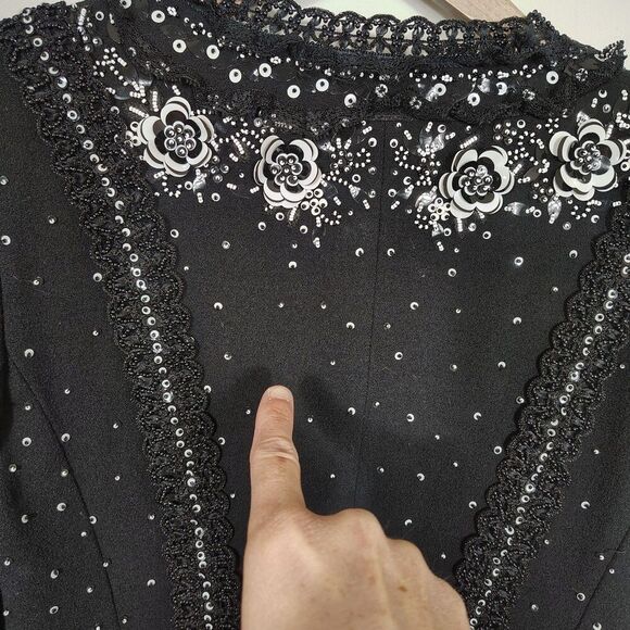 Escada Couture Womens Gala Glam Beaded Jacket 38 Black White Old Money - Picture 10 of 16